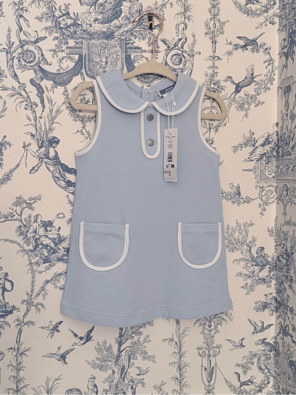 Jacadi Baby Girl Sleeveless Dress Cotton Piqué 18 Months New with tags